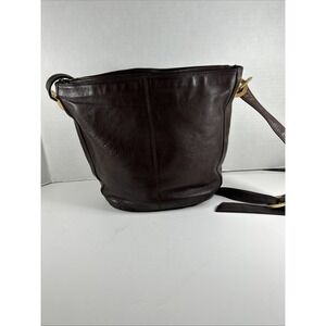perlina leather handbag New York Dark Brown Gold Trim Shoulder Bag